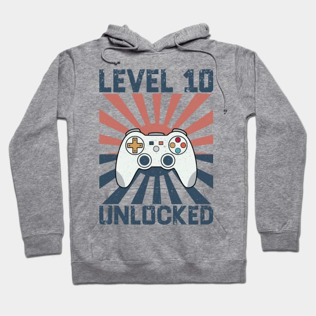 Level 10 Unlocked Video Gamer 10th Birthday Gift for Boys Hoodie by BioLite